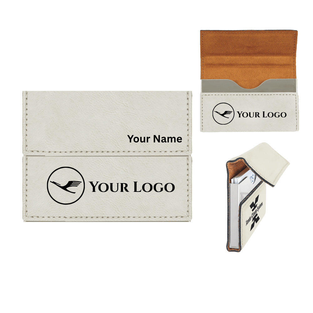 Business Card Case - Hard Shell Leatherette with Magnetic Closure - White