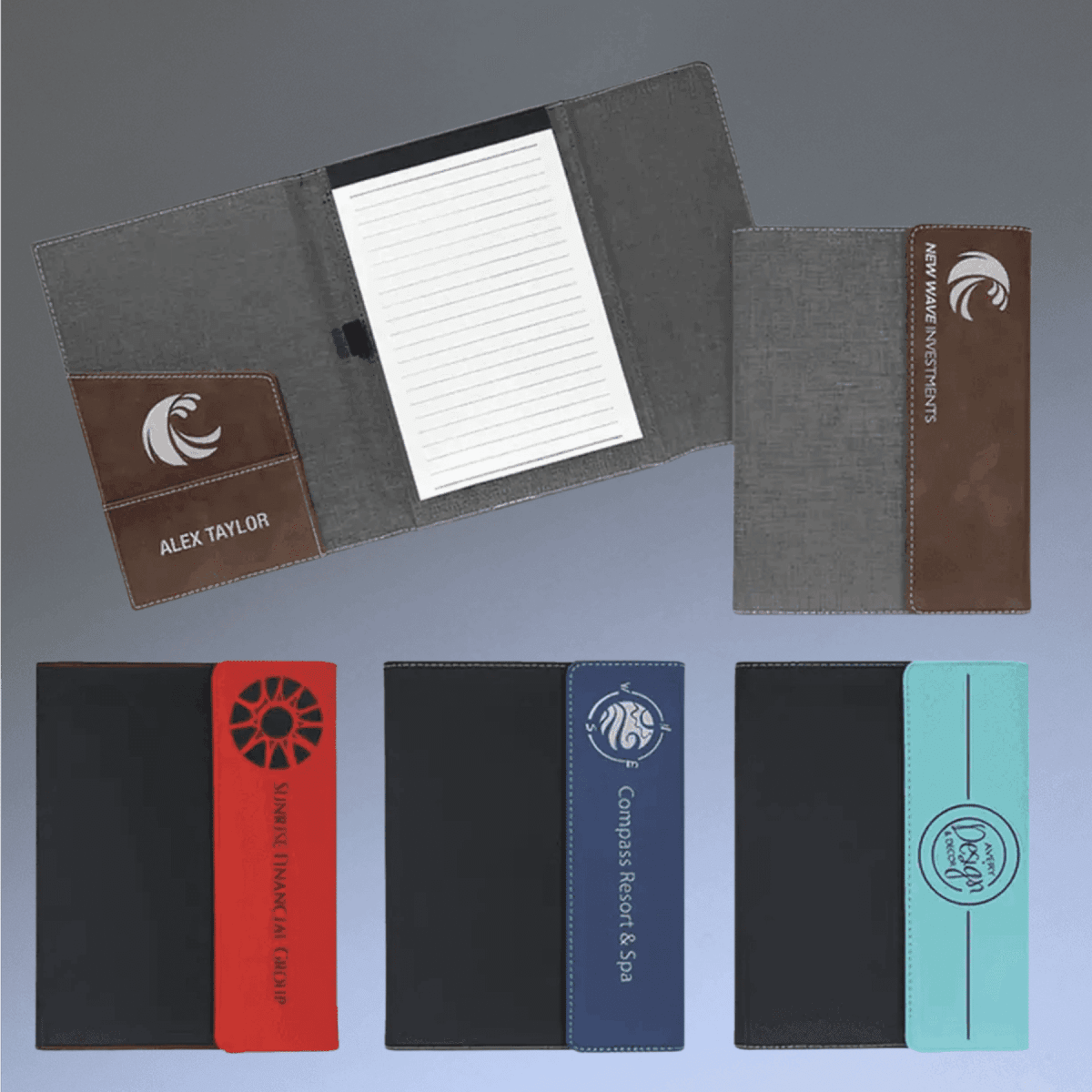 Canvas Portfolios - With Notepad and Magnetic Closure - Gray