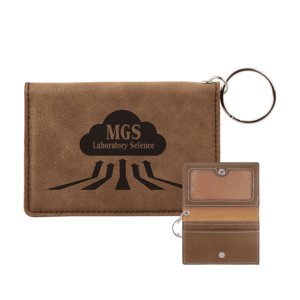Card and ID Holder Keychain in Leathrette Colors - Dark Brown