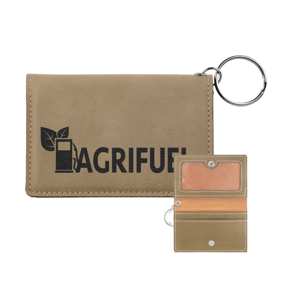 Card and ID Holder Keychain in Leathrette Colors - Light Brown