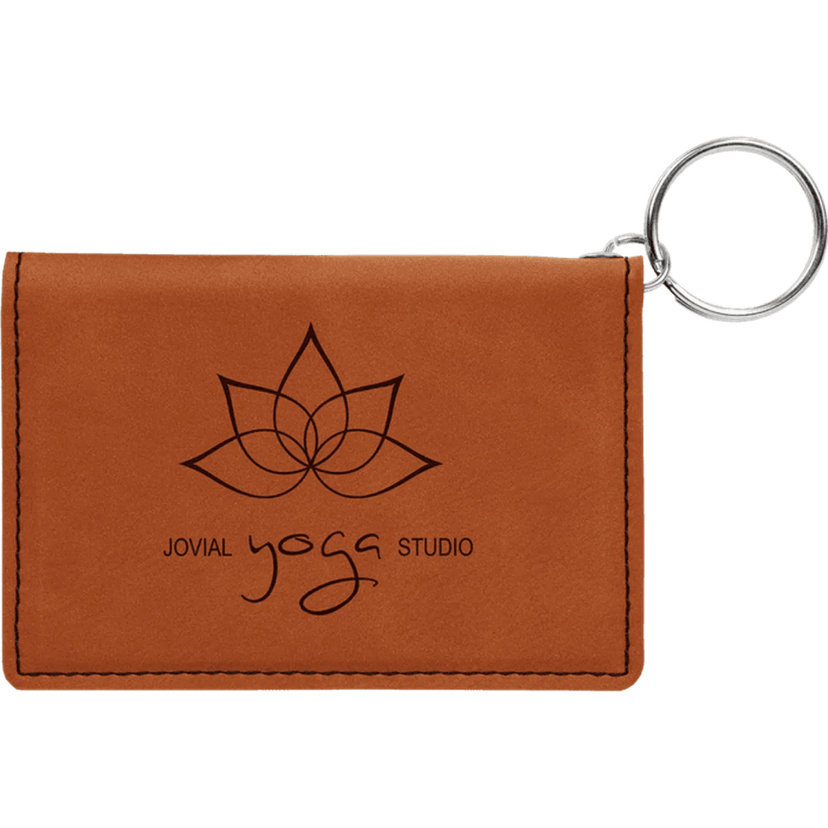 Card and ID Holder Keychain in Leathrette Colors - Blue/Silver