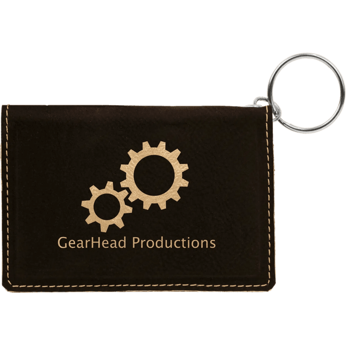 Card and ID Holder Keychain in Leathrette Colors - Blue/Silver