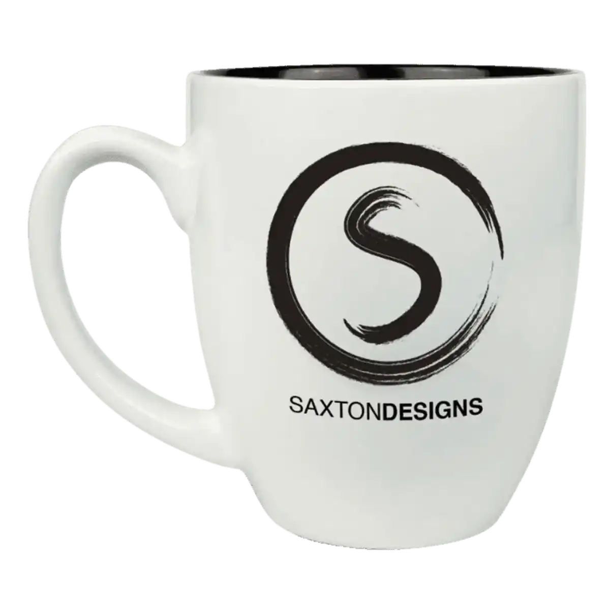 Personalized Ceramic Coffee Mugs – Bistro and Rounded Styles White/Black / Bistro Mug / 11 oz.