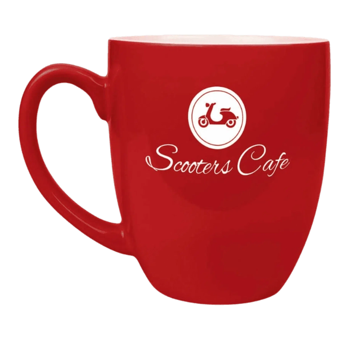 Personalized Ceramic Coffee Mugs – Bistro and Rounded Styles Red/White / Bistro Mug / 16 oz.