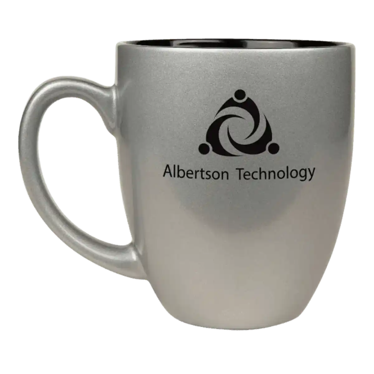 Personalized Ceramic Coffee Mugs – Bistro and Rounded Styles Silver/Black / Bistro Mug / 16 oz.