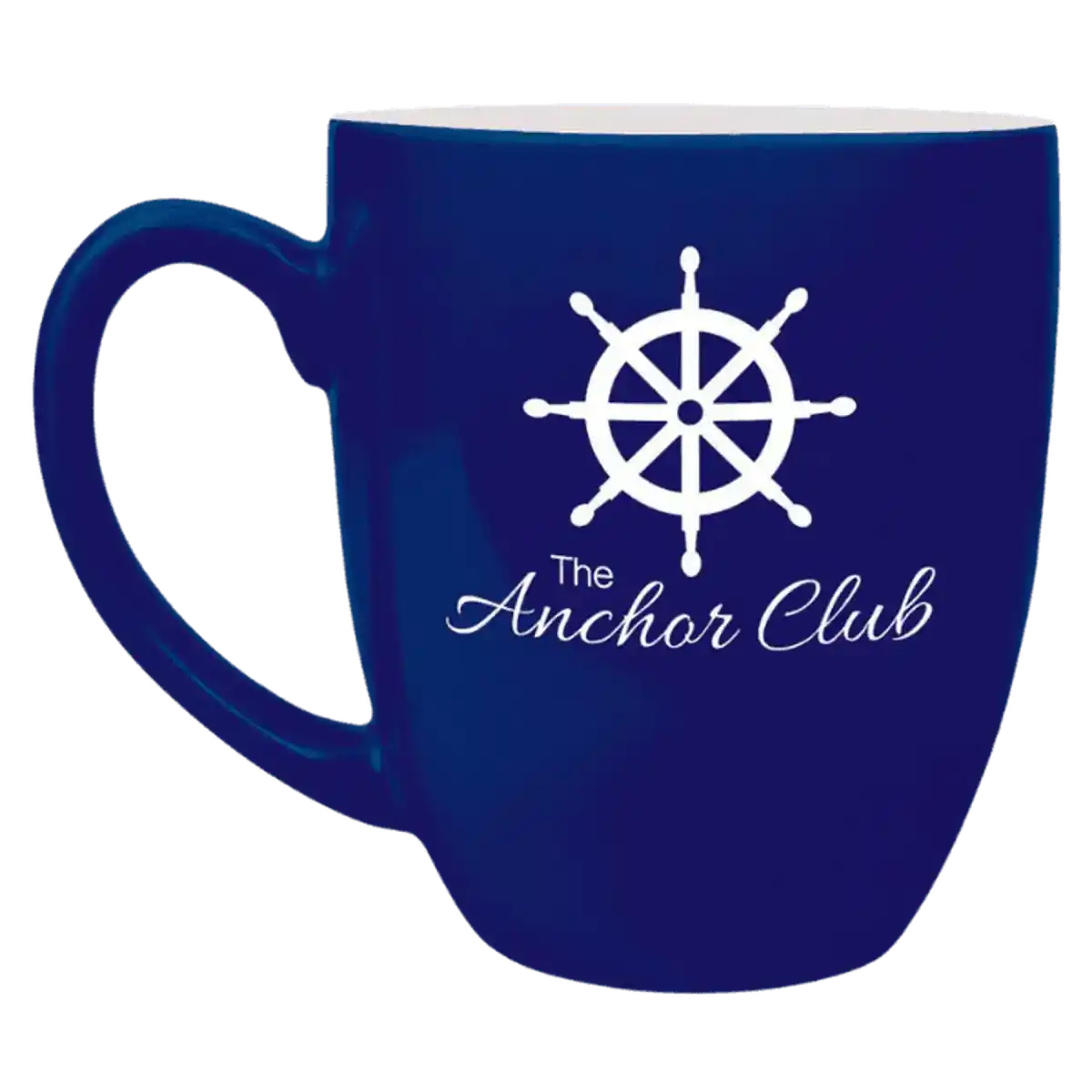 Personalized Ceramic Coffee Mugs – Bistro and Rounded Styles Blue/White / Bistro Mug / 16 oz.