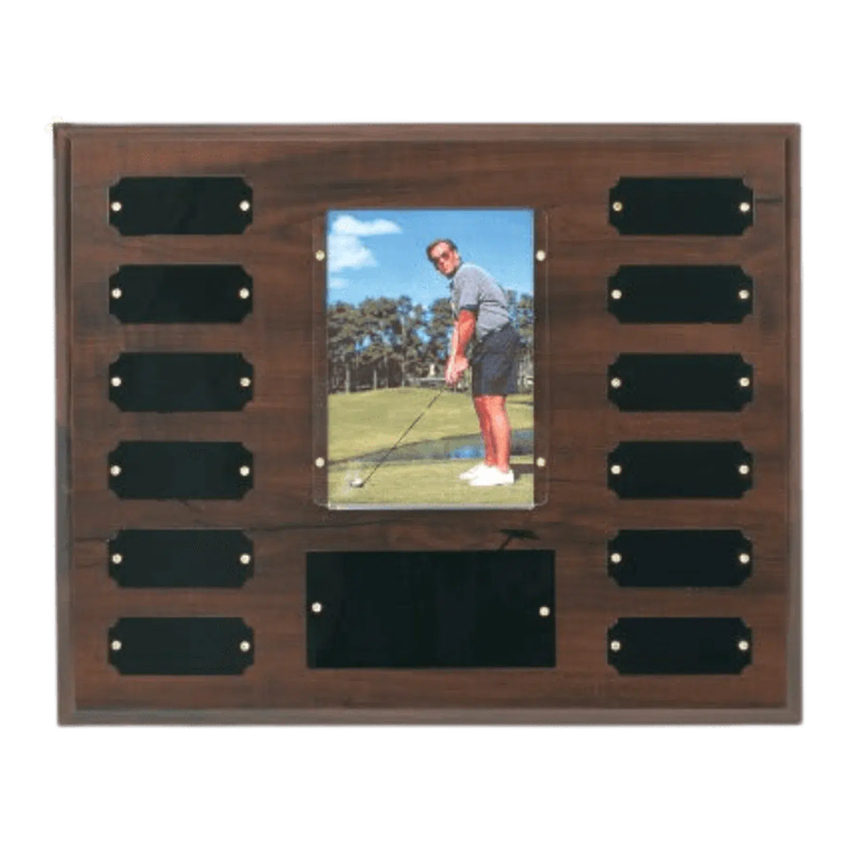 Perpetual Plaque & Photo Holder - Cherry Finish with 12 Engraving Plates Default Title