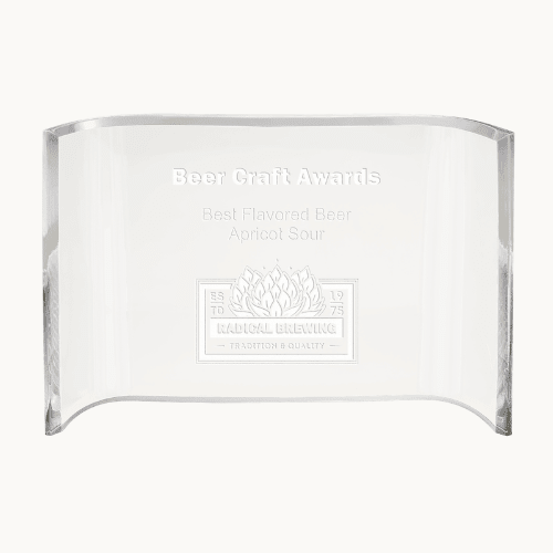Clear Acrylic Crescent Awards | Clear and Blue Edge - Clear