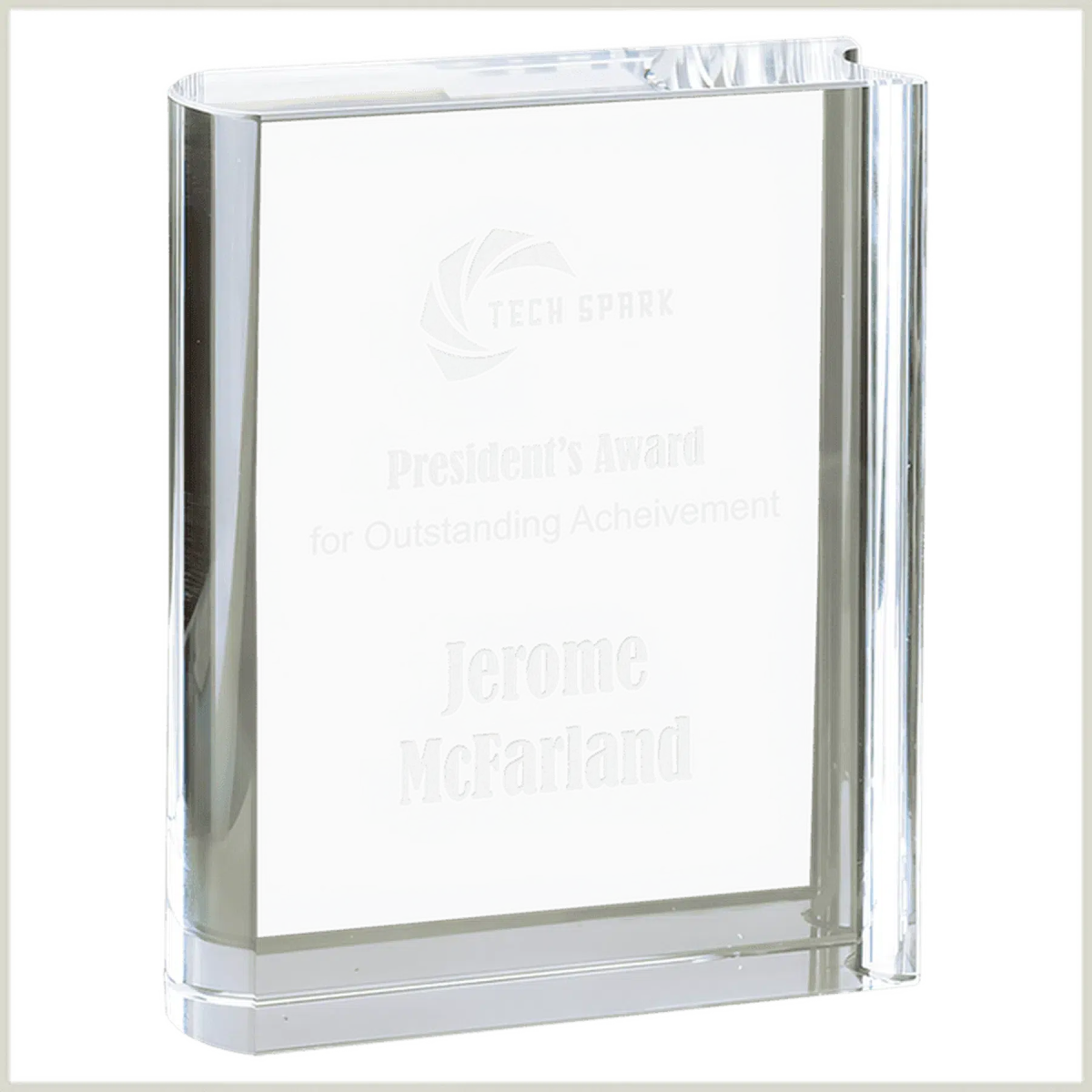 Crystal Book Awards with Detailed Edges with Personalization 3 3/4" x 5"