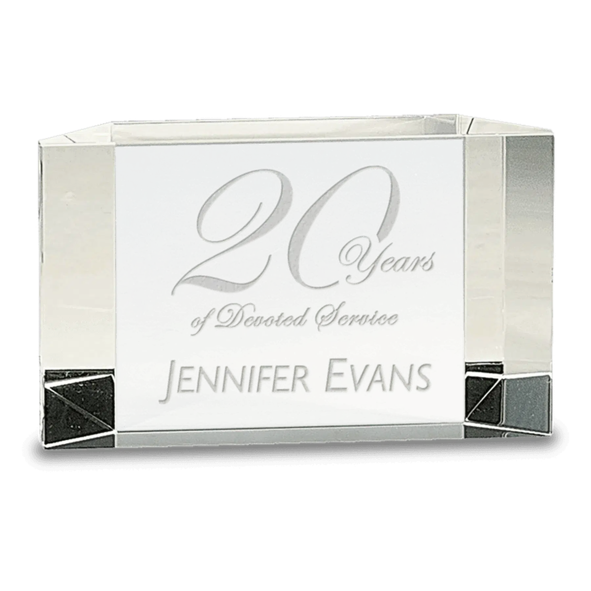 Clear Crystal Facet Block Award with Custom Engraving 5" x 3"