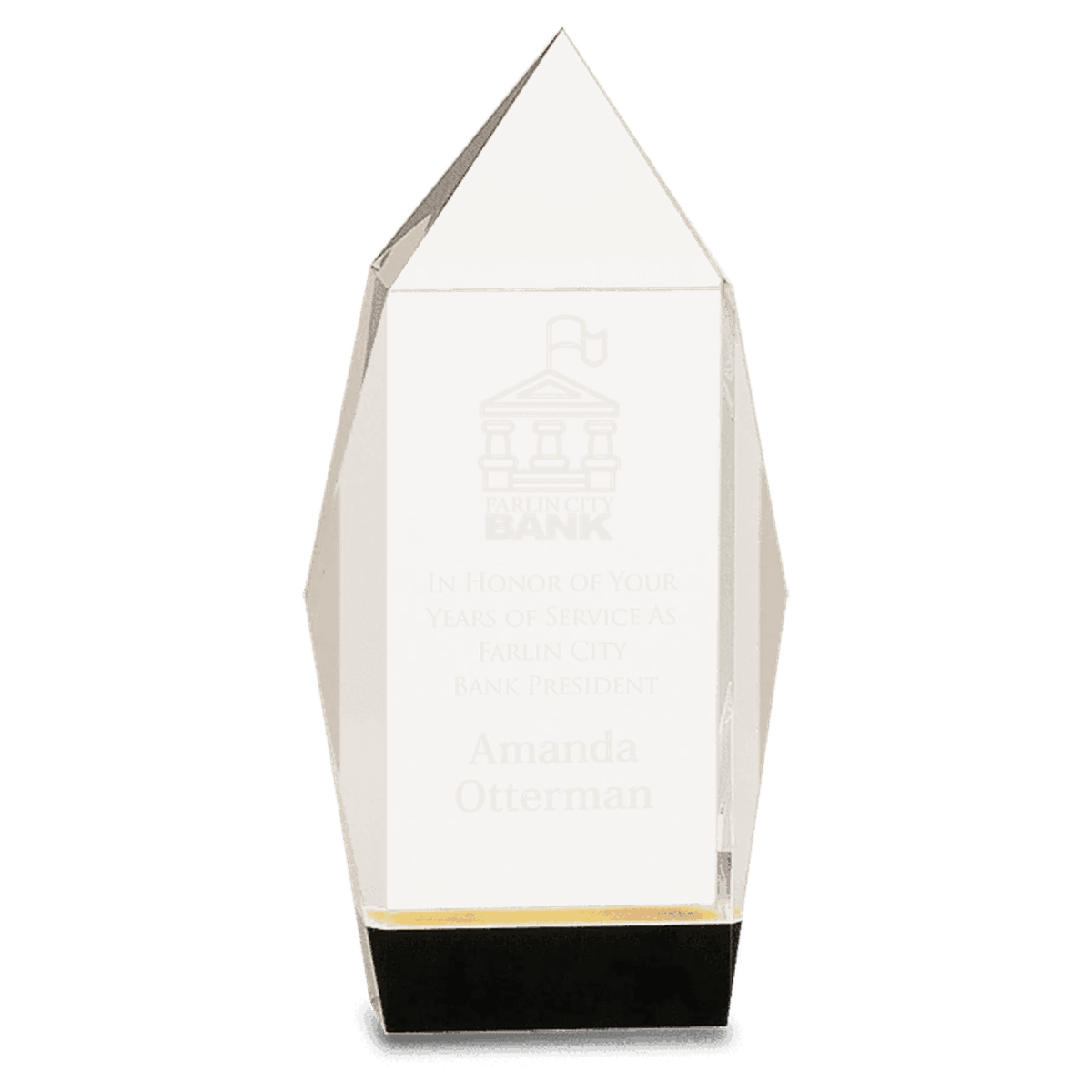 Clear Crystal Facet Rectangle Award with Black Crystal Base - 10"