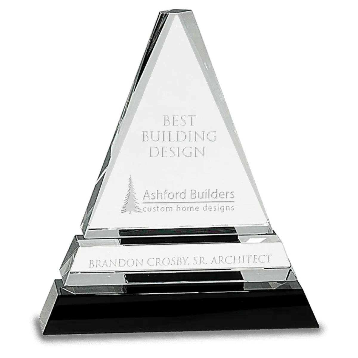 Laser Etched Crystal Triangles & Pyramids – For Awards and Recognition Pyramid / Clear Crystal / 2 3/8"