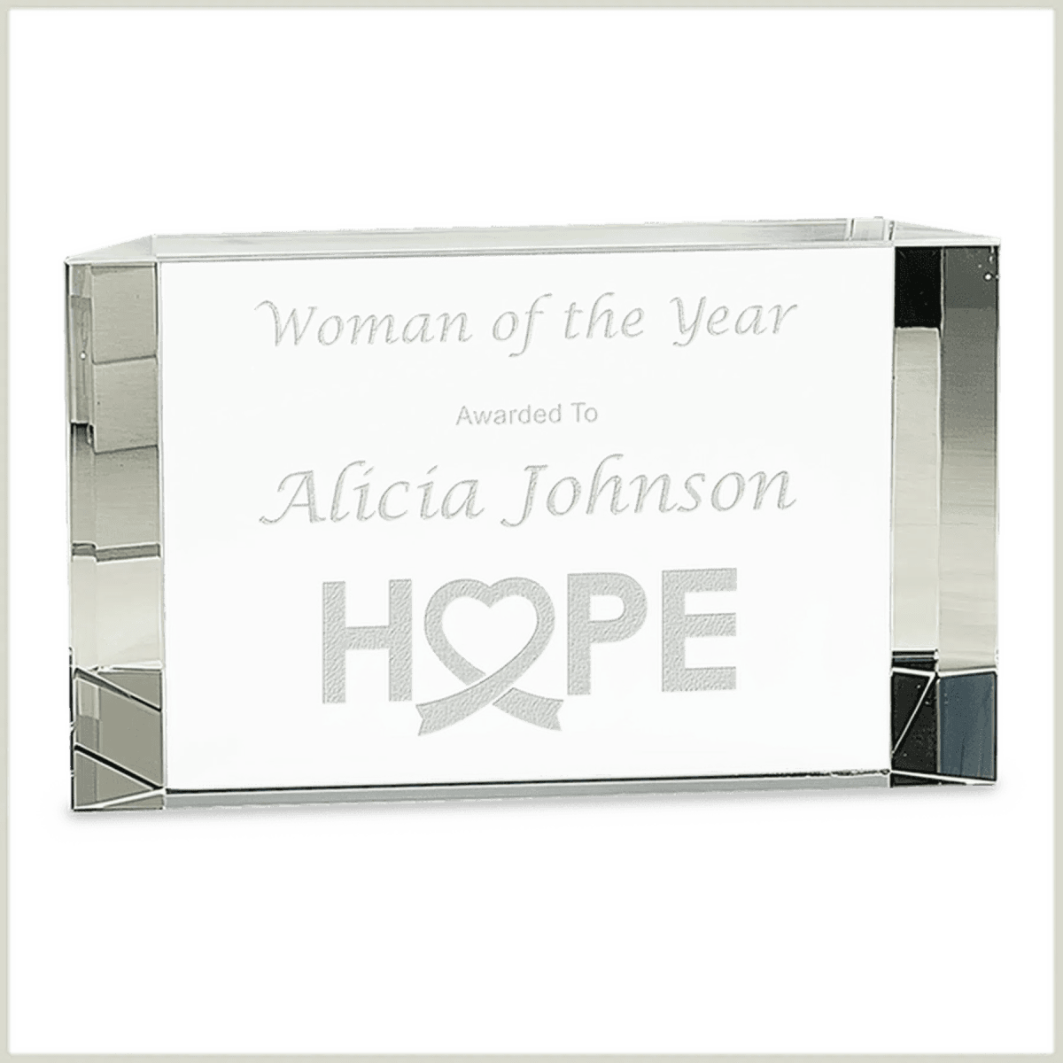 Clear Faceted Crystal Block Awards with Custom Engraving - 5" x 3"
