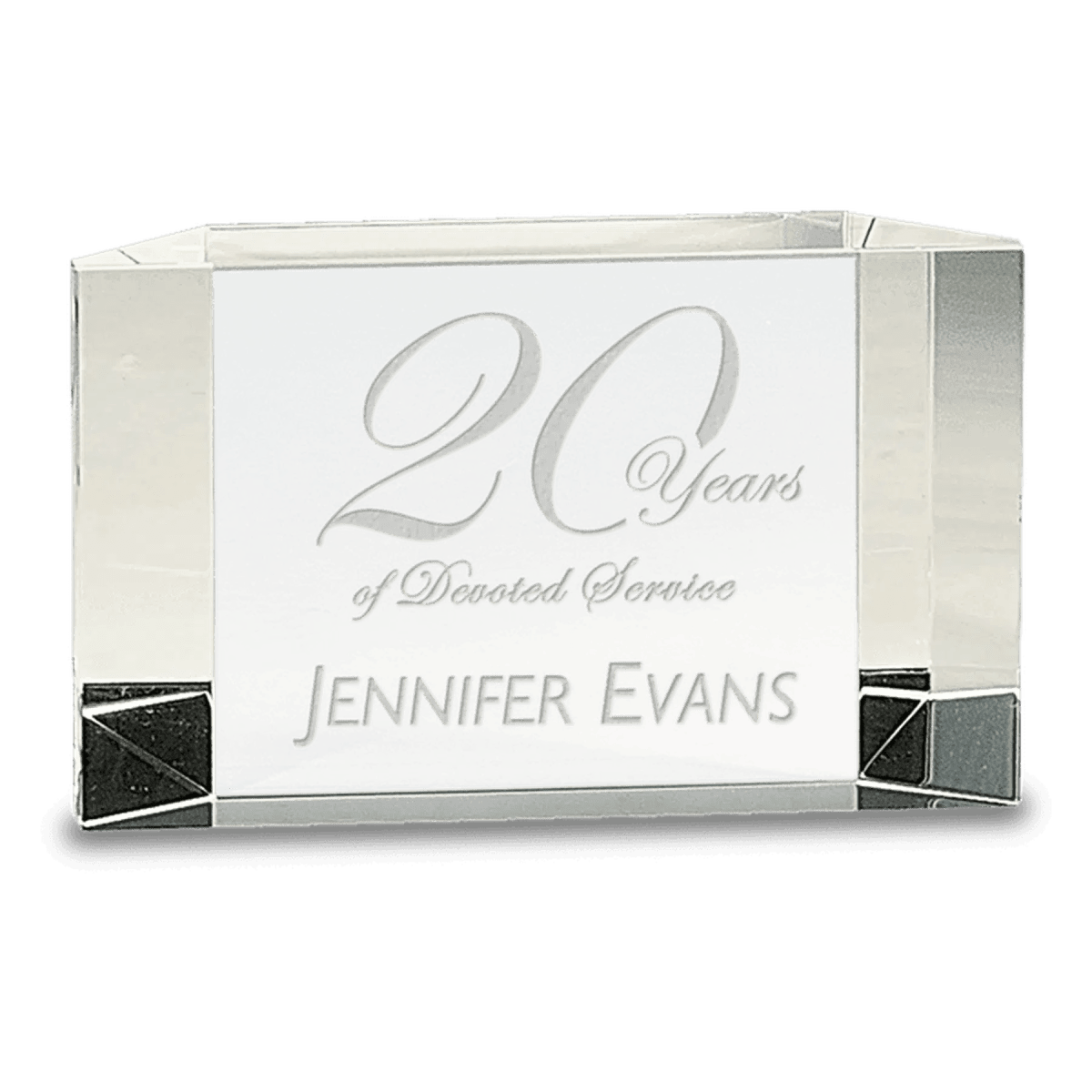Clear Faceted Crystal Block Awards with Custom Engraving - 5" x 3"