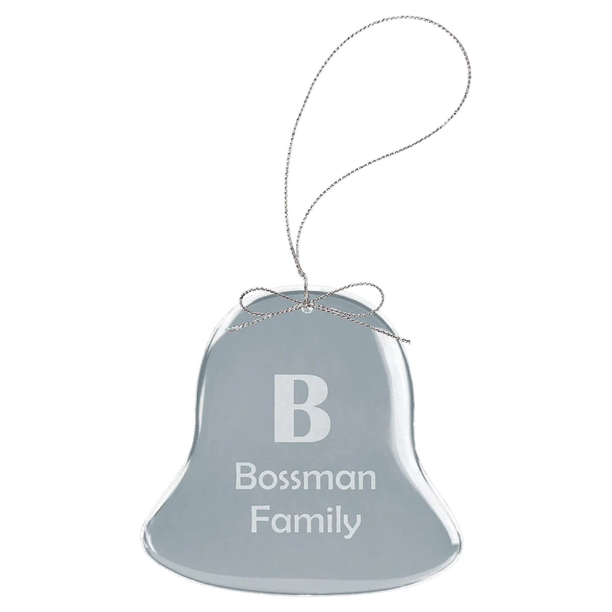 Personalized Glass Ornaments with Silver String - Laser Etched Glass Round / 3 1/4"
