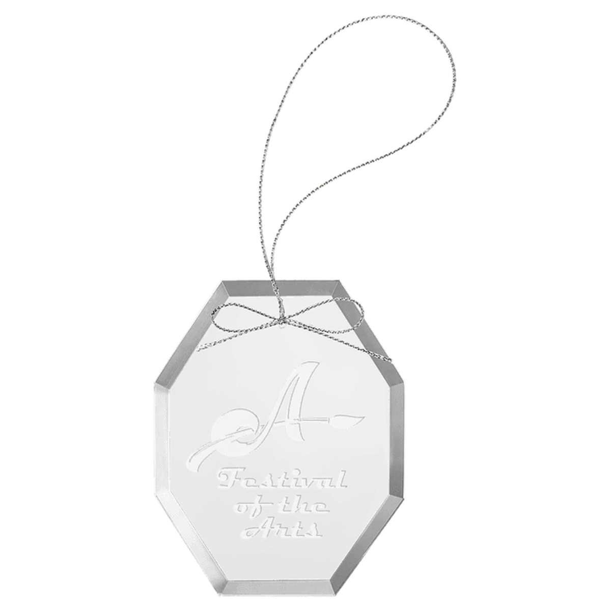 Personalized Glass Ornaments with Silver String - Laser Etched Glass Round / 3 1/4"