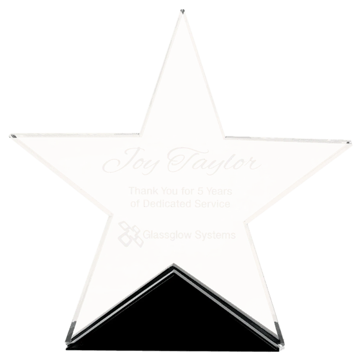 Clear Glass Star Award on Black Base - Achievement & Performance 5 3/4" x 5 1/2"