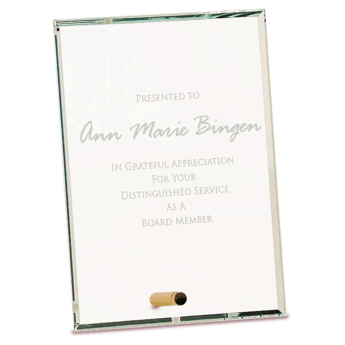 Crystal Edge Glass Award Plaque - Custom Engraved with Brass Pin Rectangle / 4" x 6" / Glass