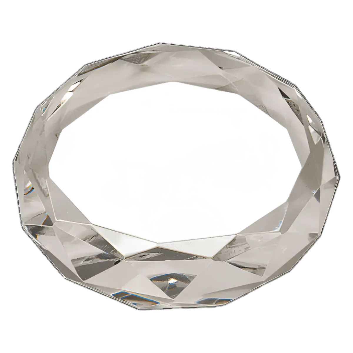 Personalized Crystal Paperweights with Frosted Etching Round Slant with Faceted Edge / 2 1/2" x 1 3/4"
