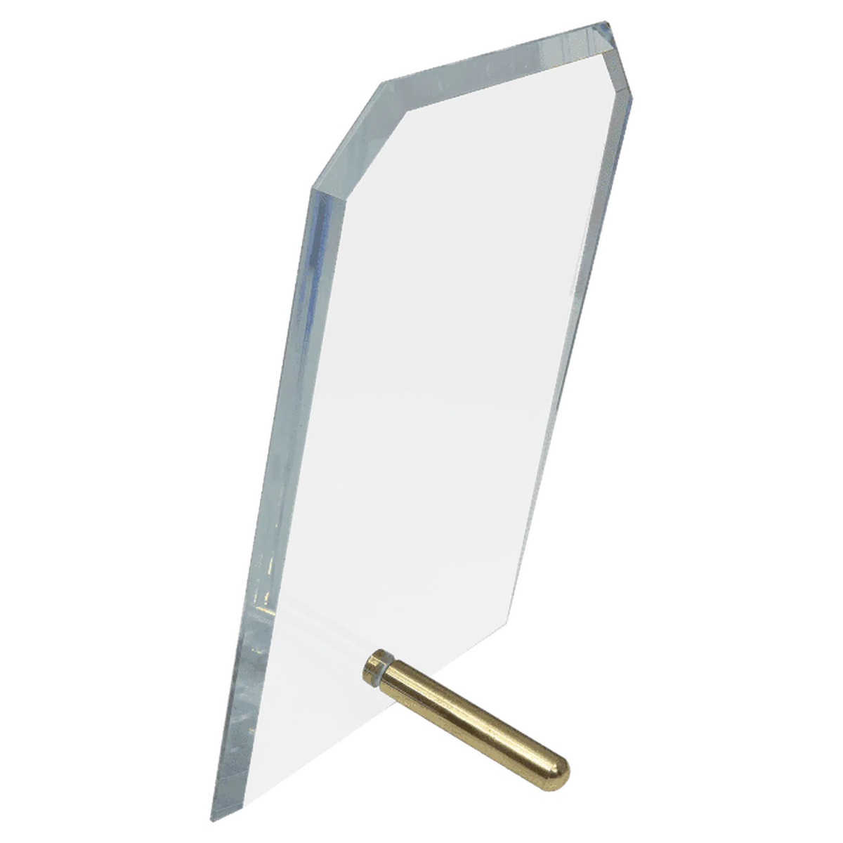 Slant Rectangle Crystal Edge Glass Awards with Brass Pin Display 4" x 6"