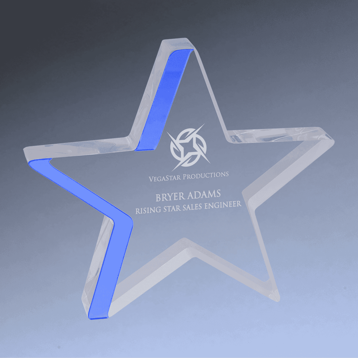 Color - Edge Acrylic Star Awards with Blue, Gold or Silver Accents - Self - Standing