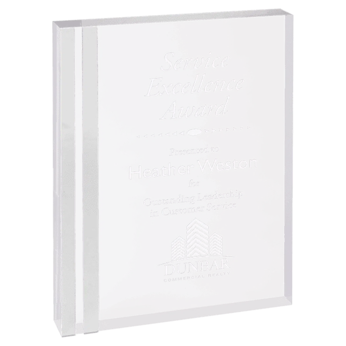 Rectangle Color-Edge Acrylic Award – Custom Engraved in Blue, Gold or Silver Blue / 4" x 6"