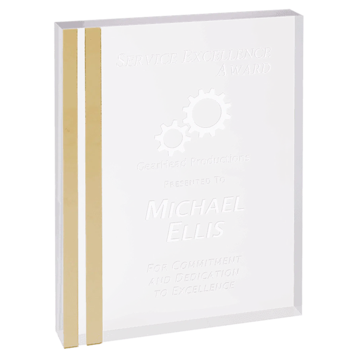 Rectangle Color-Edge Acrylic Award – Custom Engraved in Blue, Gold or Silver Blue / 4" x 6"