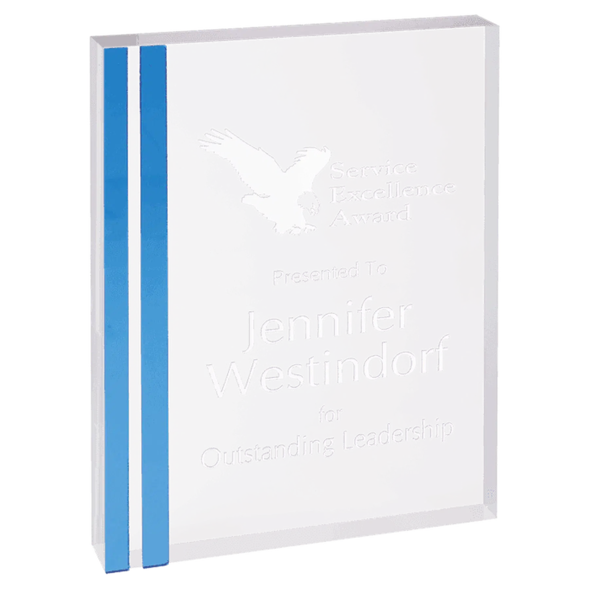 Rectangle Color-Edge Acrylic Award – Custom Engraved in Blue, Gold or Silver Blue / 4" x 6"