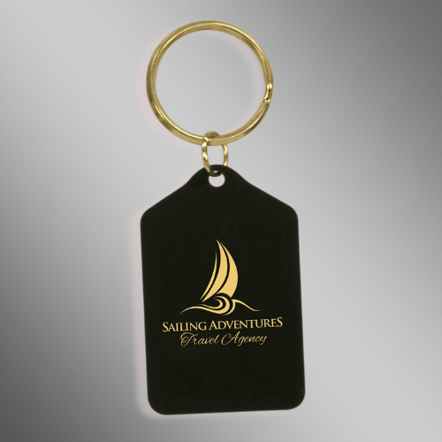 Commemorative Brass Keychains - Black with Gold Engraving - Tablet