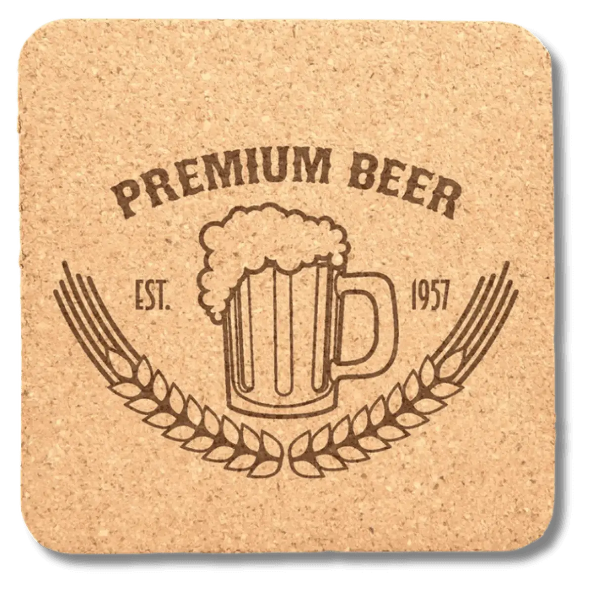 Personalized Cork Coasters, Trivets and Gift Sets Standard Cork Coaster - Individual / Square / 4" x 4 x 3/16" Thicknesss