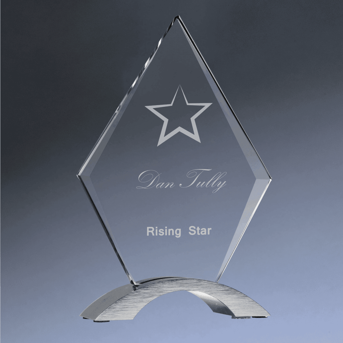 Cosmic Acrylic Awards with Silver Base with Custom Engraving - Diamond