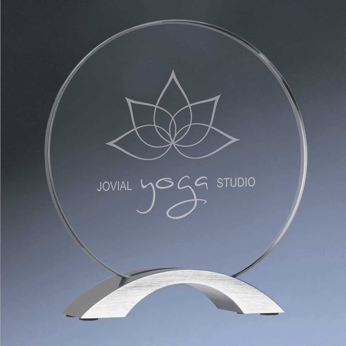 Cosmic Acrylic Awards with Silver Base with Custom Engraving - Round