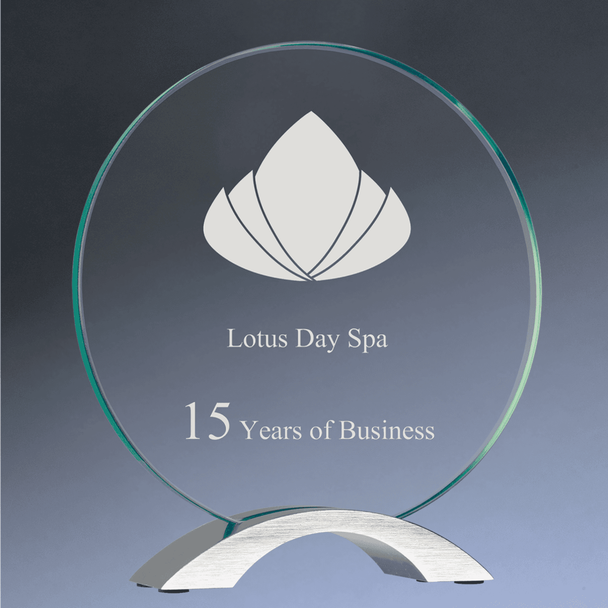 Cosmic Glass Awards - Jade Tinted with Silver Metal Base - Round