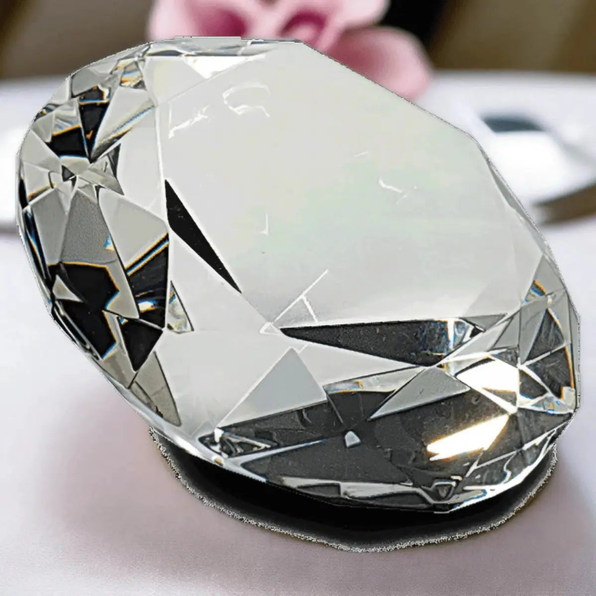 Crystal Diamond Awards & Paperweights with Personalized Engraving Crystal Diamond Paperweight / 4" Diameter x 2 1/2" (H) / No Base