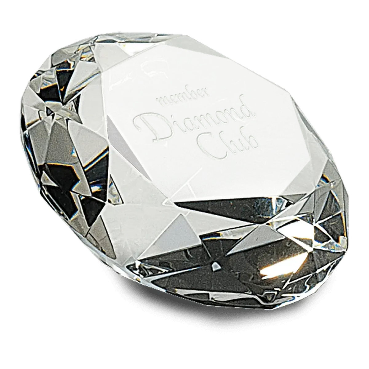 Crystal Diamond Awards & Paperweights with Personalized Engraving Crystal Diamond Paperweight / 4" Diameter x 2 1/2" (H) / No Base