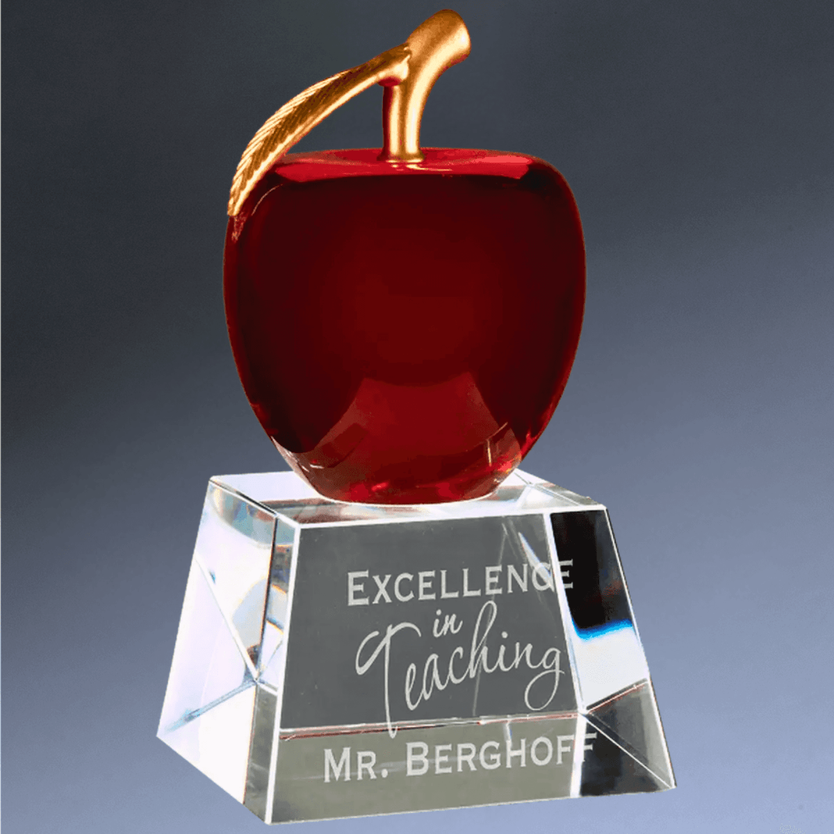 Crystal Apple Awards and Gifts - Red Crystal Apple on Clear Base