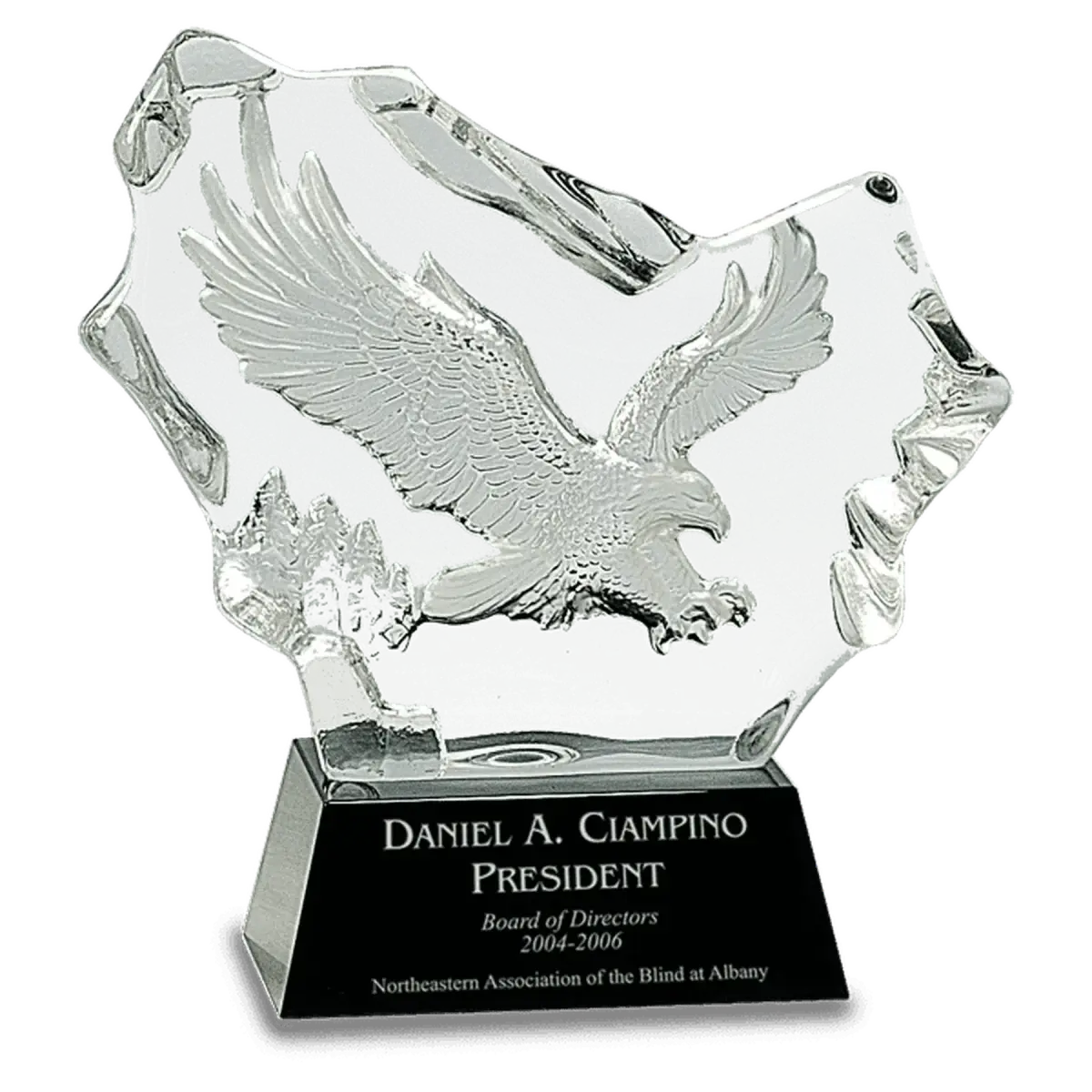 Crystal Eagle Awards for Patriotism, Leadership and Service Eagle Head on Base / 5 3/4" x 3 3/4"
