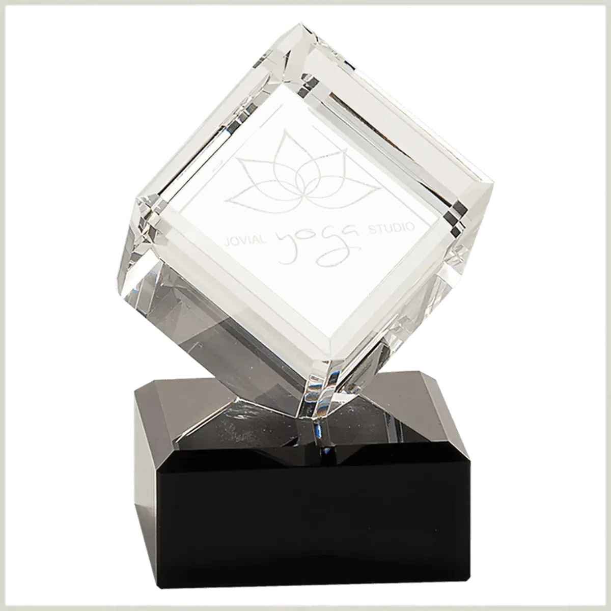 Laser Etched Crystal Cubes and Blocks - Personalized Awards and Gifts Angled Cube / 1 1/2" x 1 1/2"