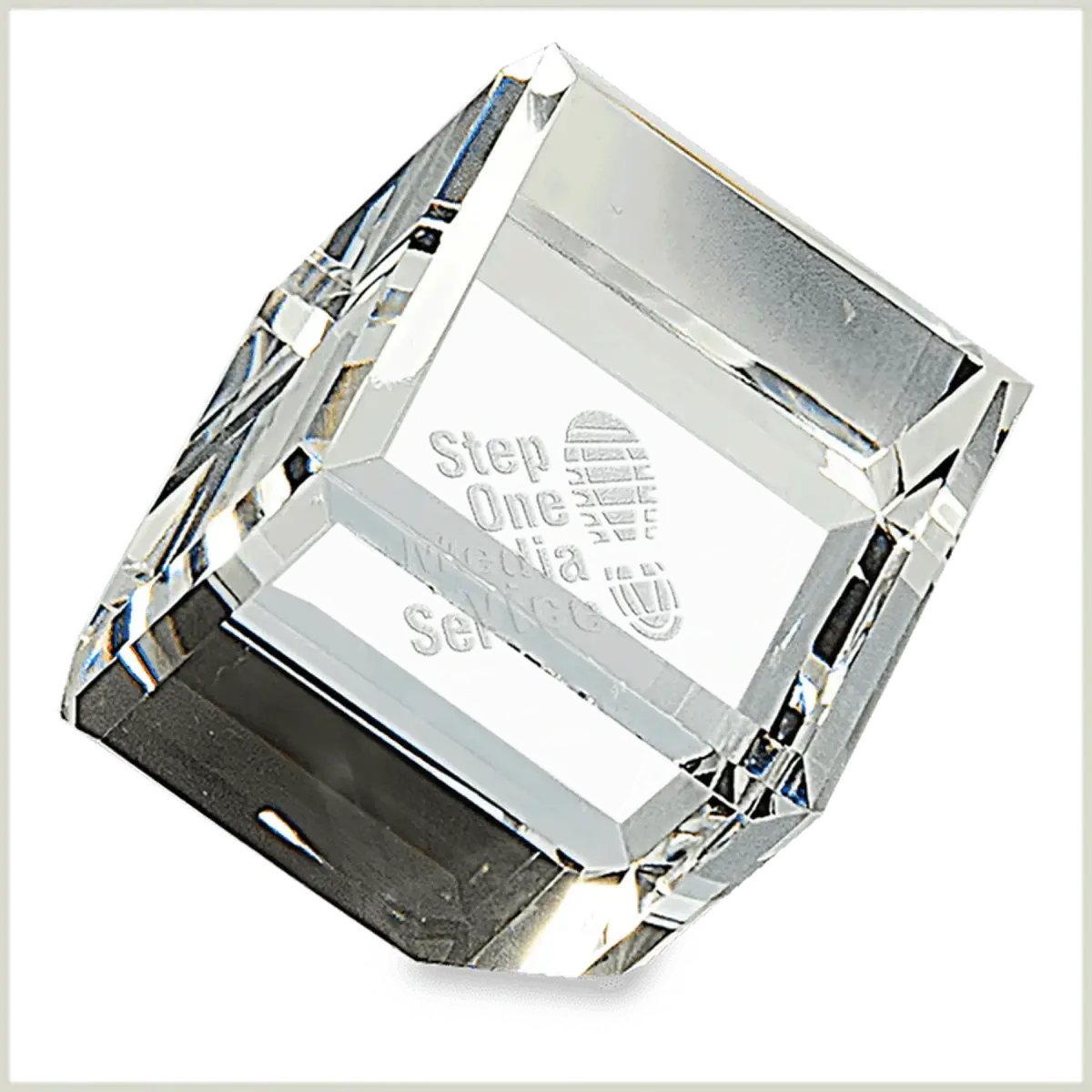 Laser Etched Crystal Cubes and Blocks - Personalized Awards and Gifts Angled Cube / 1 1/2" x 1 1/2"