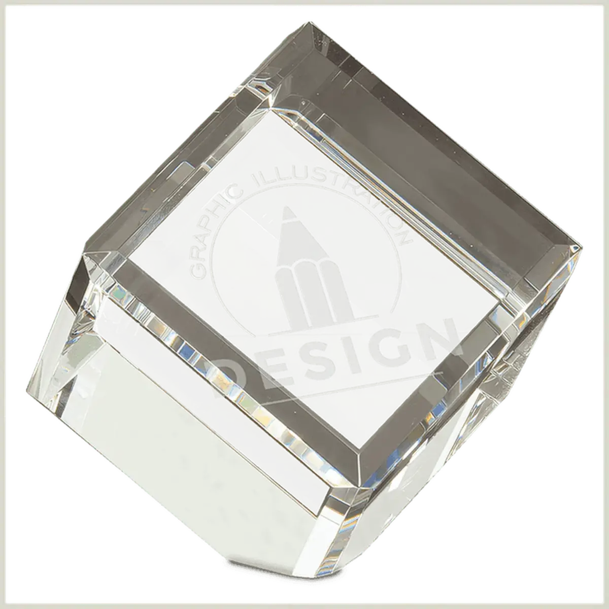 Laser Etched Crystal Cubes and Blocks - Personalized Awards and Gifts Angled Cube / 1 1/2" x 1 1/2"