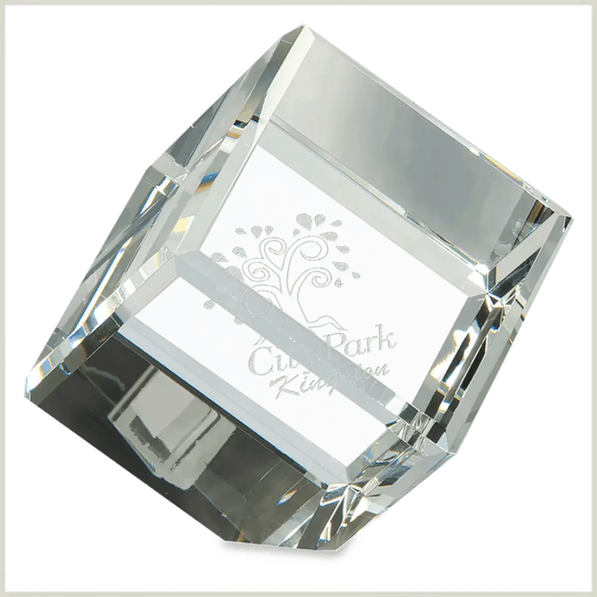 Laser Etched Crystal Cubes and Blocks - Personalized Awards and Gifts Angled Cube / 1 1/2" x 1 1/2"