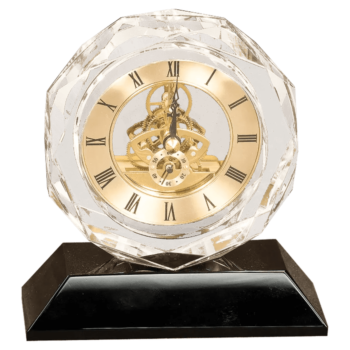 Crystal Desk Clocks – Personalized Awards, Gifts & Home Decor - Rectangle Crystal Tower with Black Trim