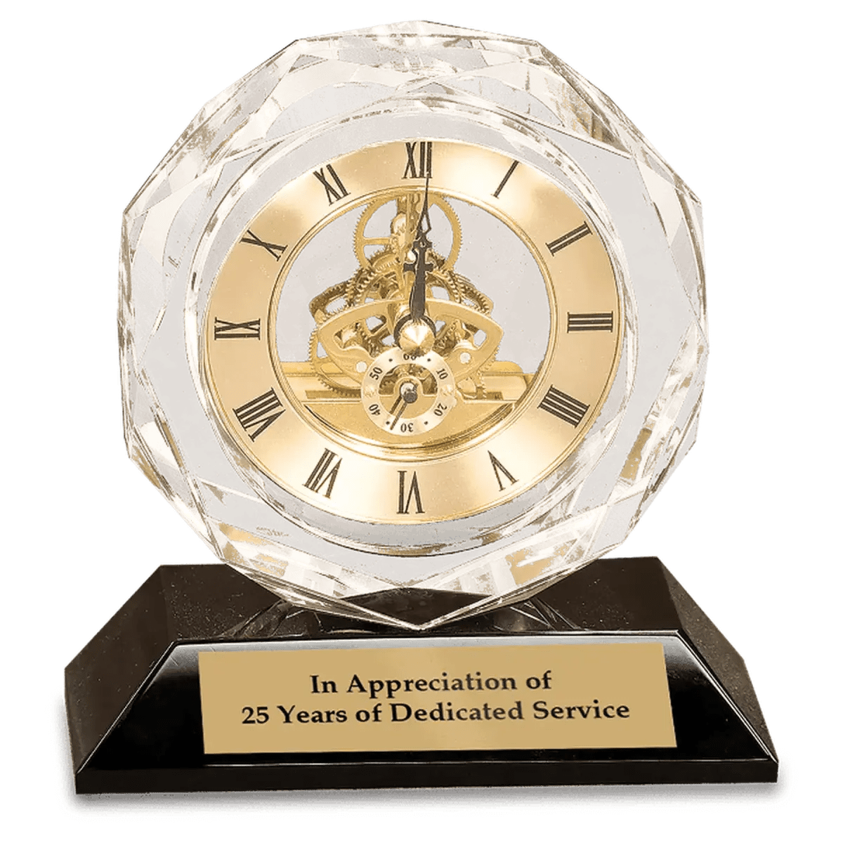 Crystal Desk Clocks – Personalized Awards, Gifts & Home Decor - Rectangle Crystal Tower with Black Trim