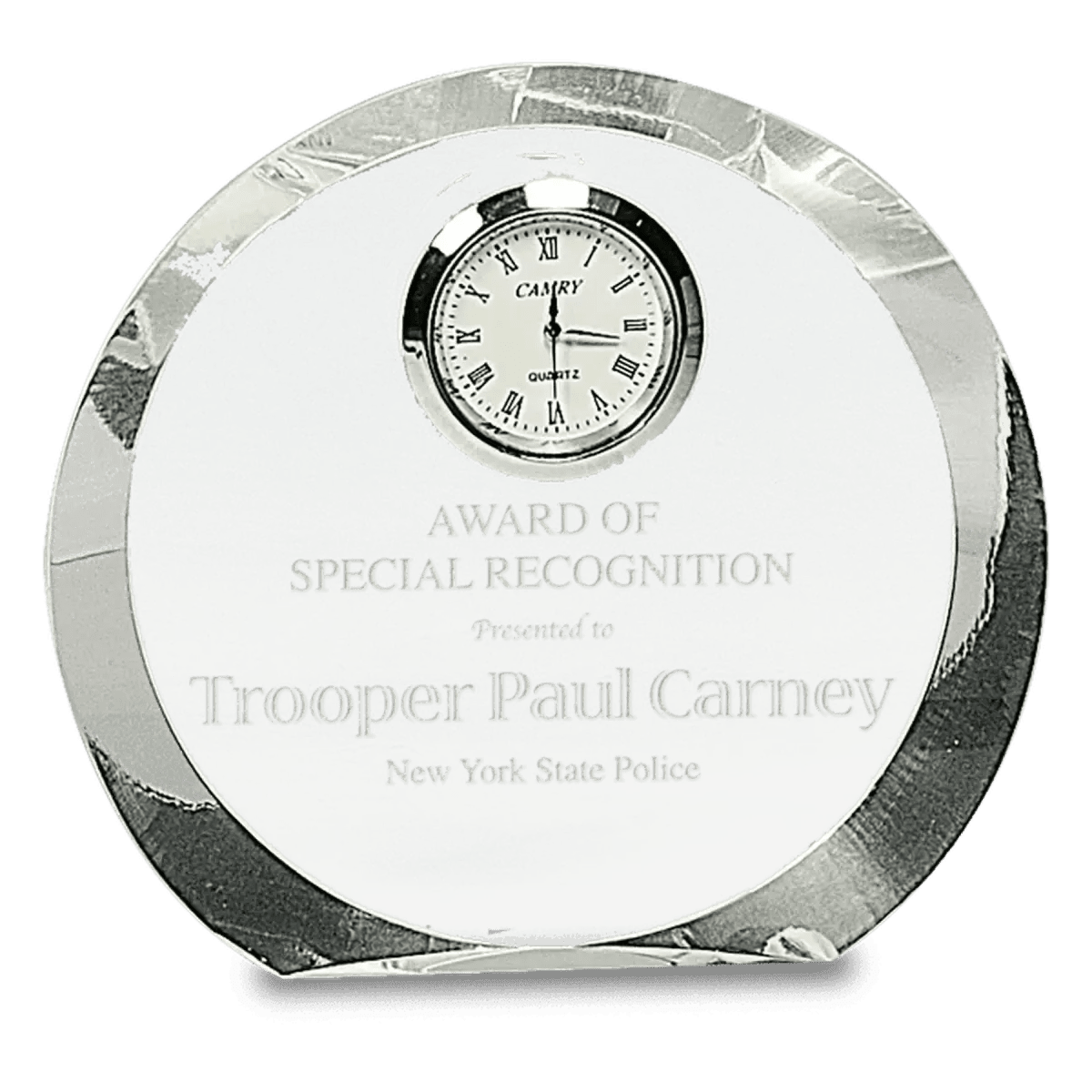 Crystal Desk Clocks – Personalized Awards, Gifts & Home Decor - Rectangle Crystal Tower with Black Trim