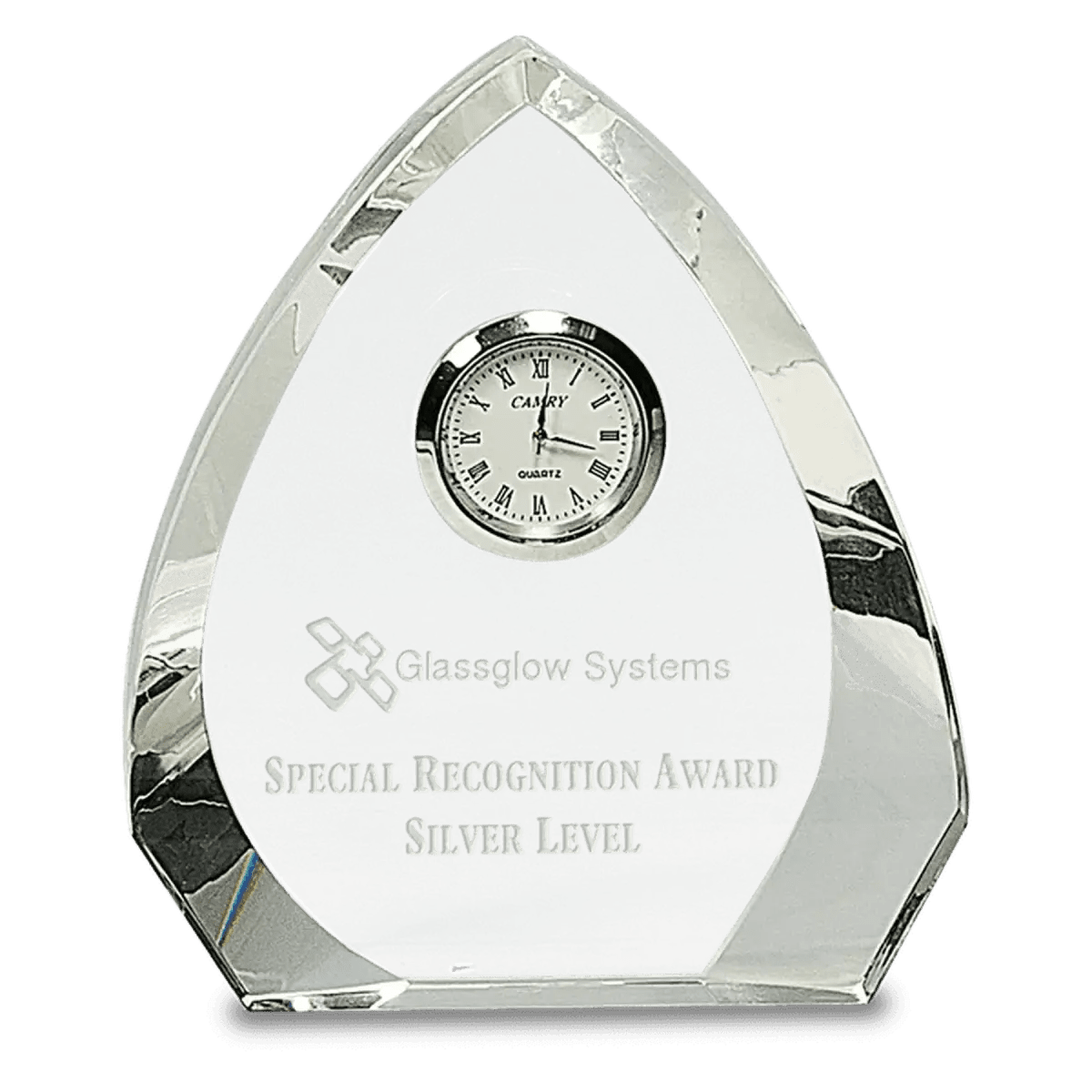 Crystal Desk Clocks – Personalized Awards, Gifts & Home Decor - Rectangle Crystal Tower with Black Trim