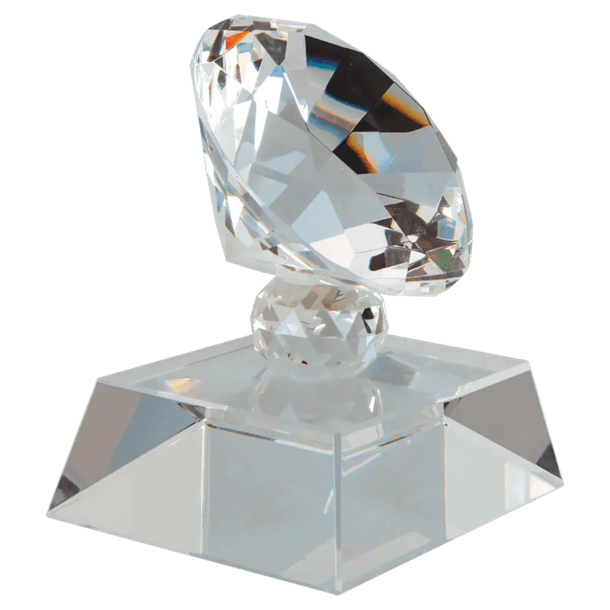Crystal Diamond Awards & Paperweights with Personalized Engraving Crystal Diamond on Base / 3 3/4"(L) x 3 1/2"(H) / Clear Base