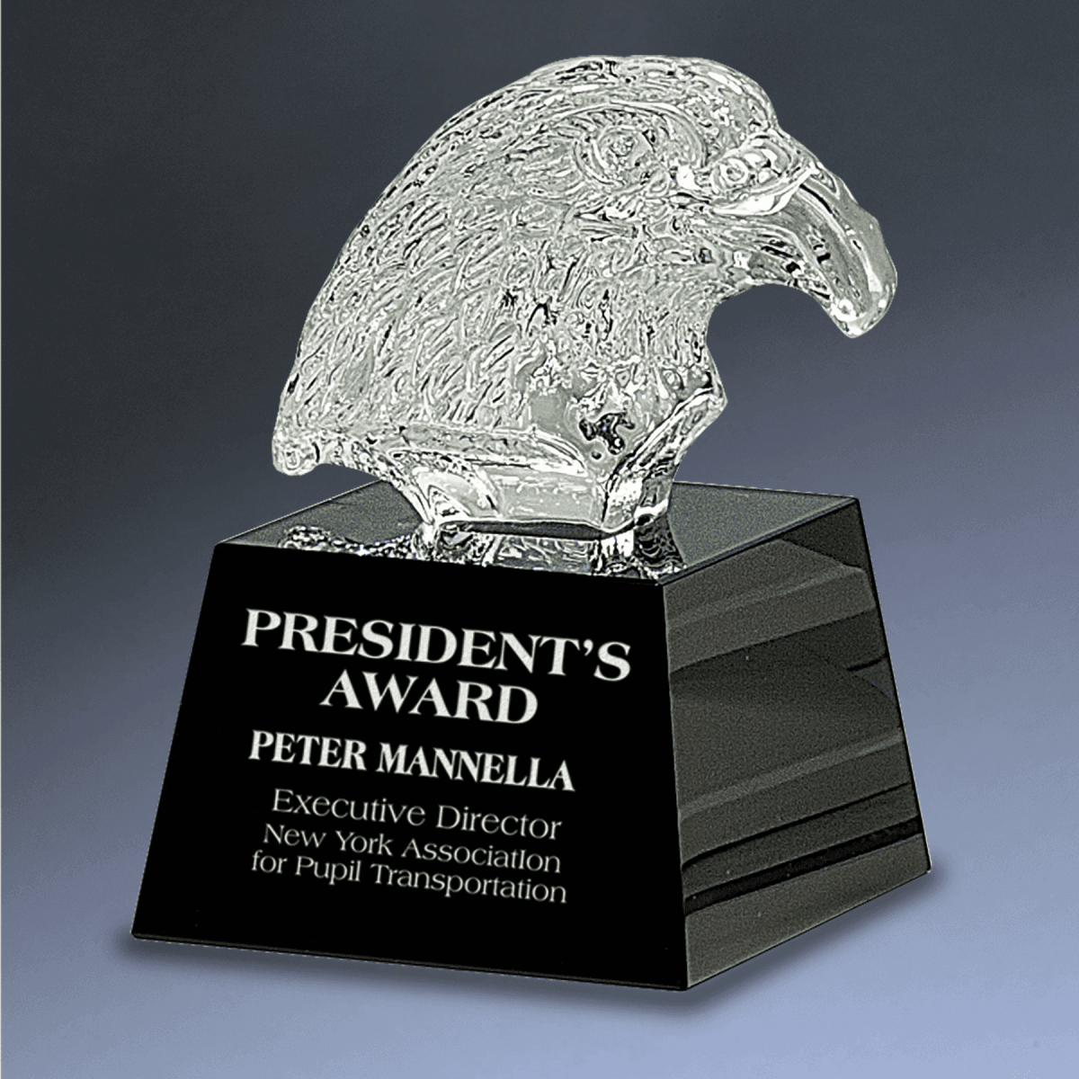 Crystal Eagle Awards for Patriotism, Leadership and Service - Carved Eagle Head on Base