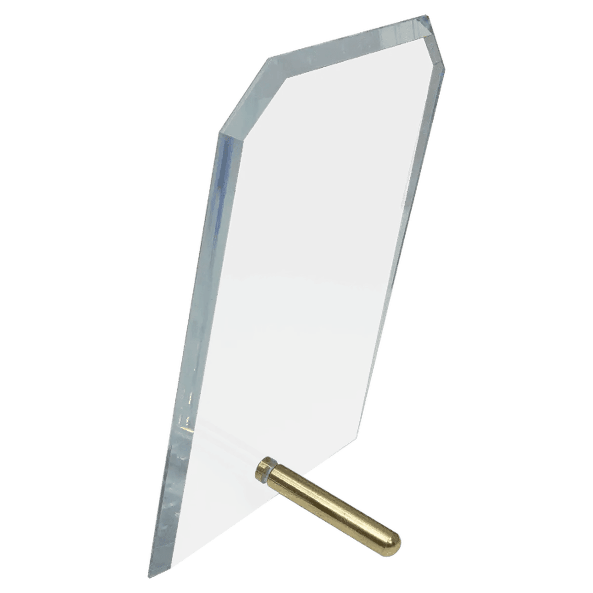 Crystal Edge Glass Award Plaque - Custom Engraved with Brass Pin - Slanted Edge