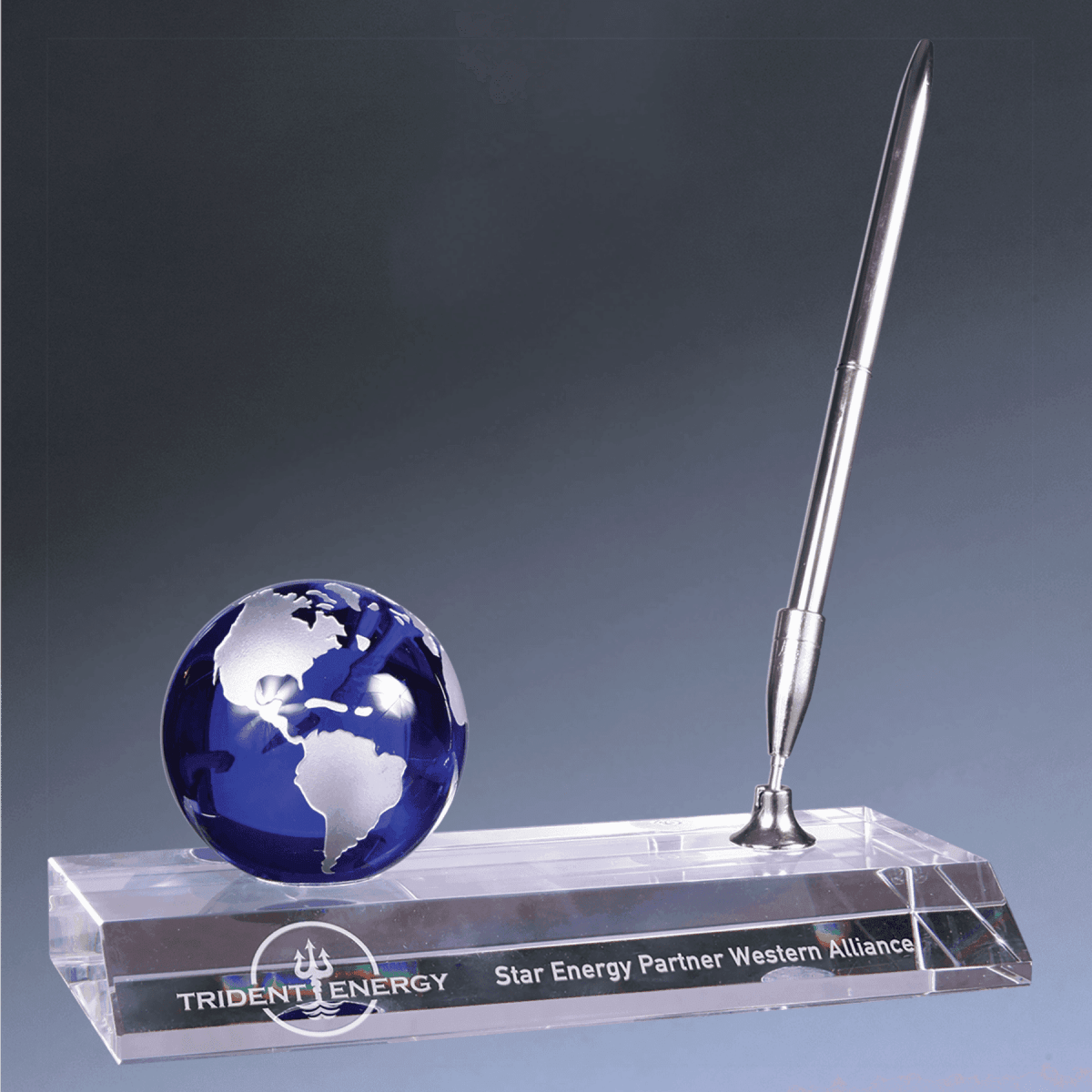 Crystal Globe Awards and Gifts - Globe Pen Desk Set