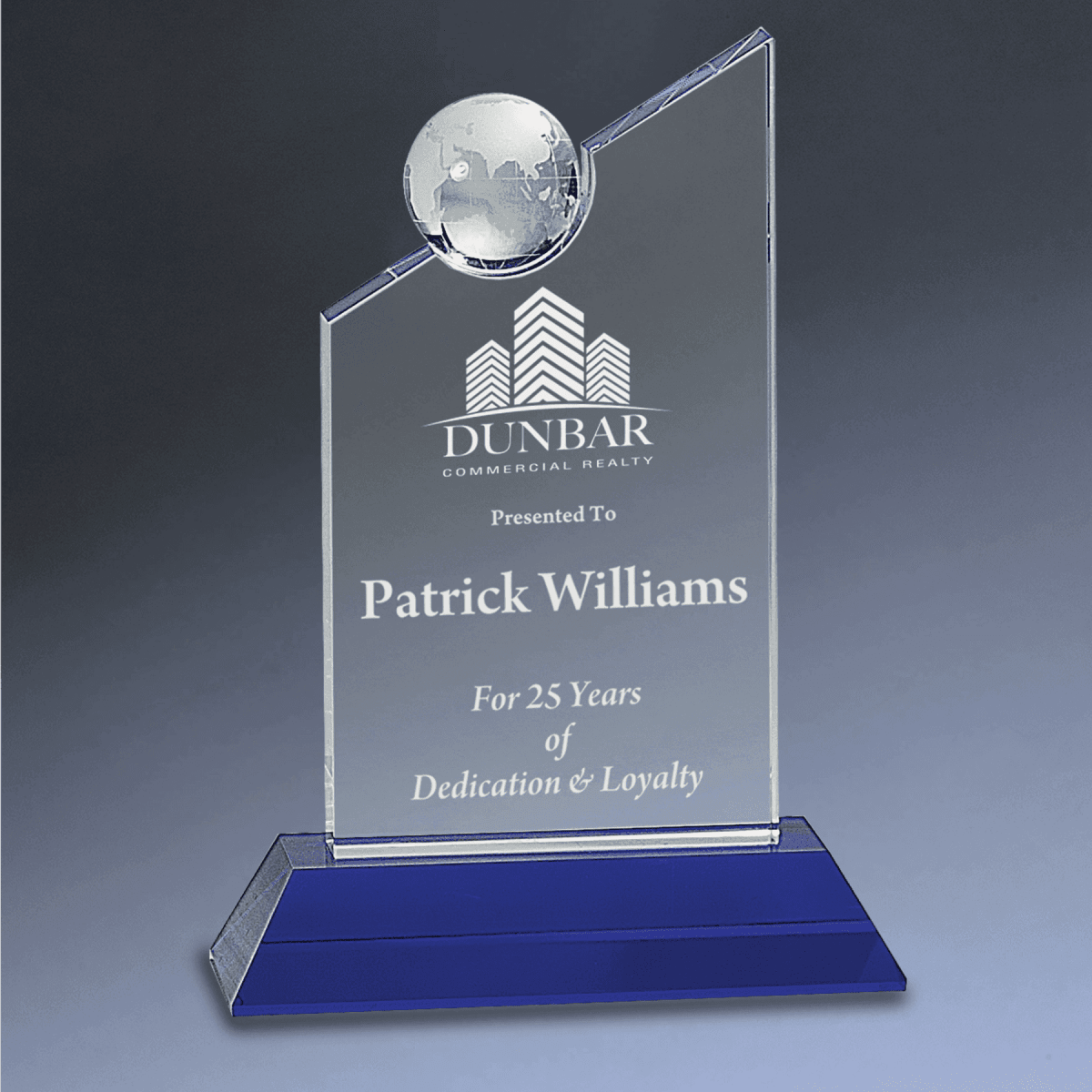 Crystal Globe Awards and Gifts - Crystal Slant with Inset Globe